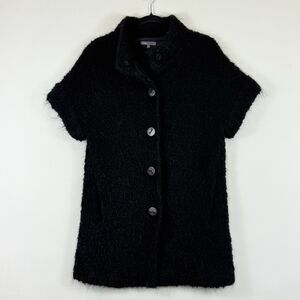 Vince Sweater Womens Small‎ Black Alpaca Mohair Fuzzy Teddy Quiet Luxury Capsule